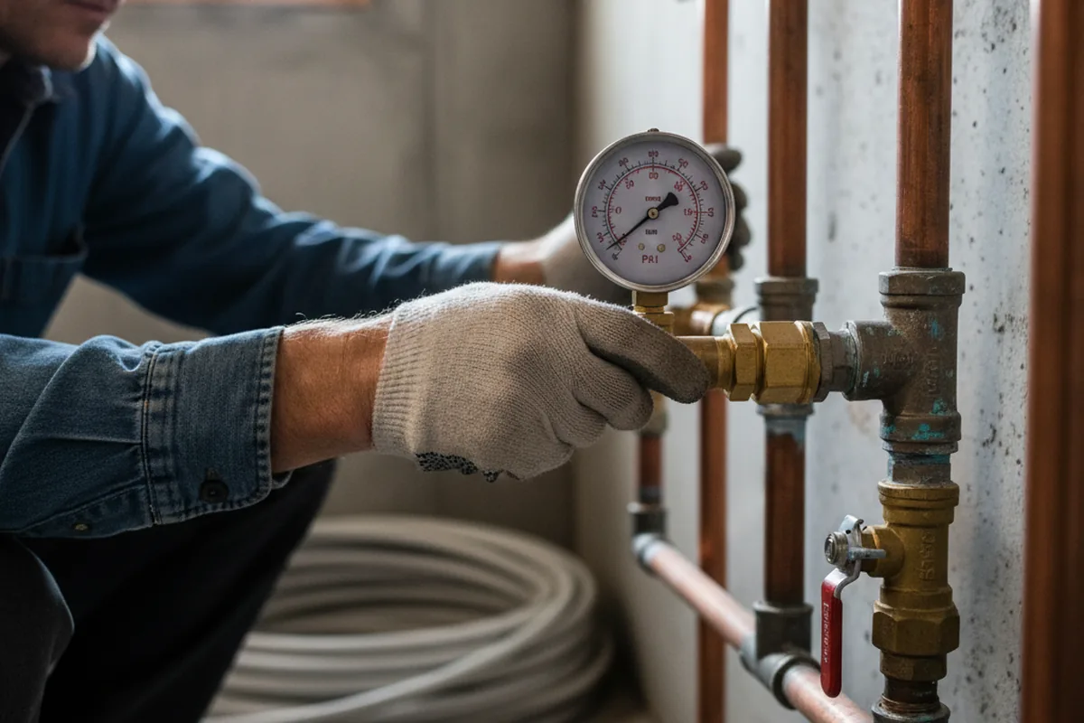 Pressure testing a repaired line during Water Line Repair in Armagh